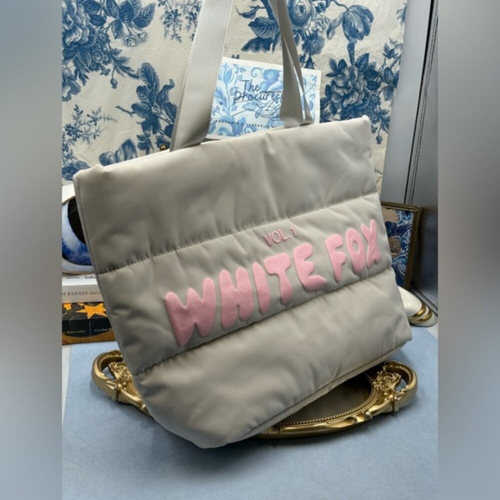 🆕 WHITE FOX BOUTIQUE 🧿 NWOT Vol 1. Tote Bag, Ivory & Pink - Picture 3 of 12